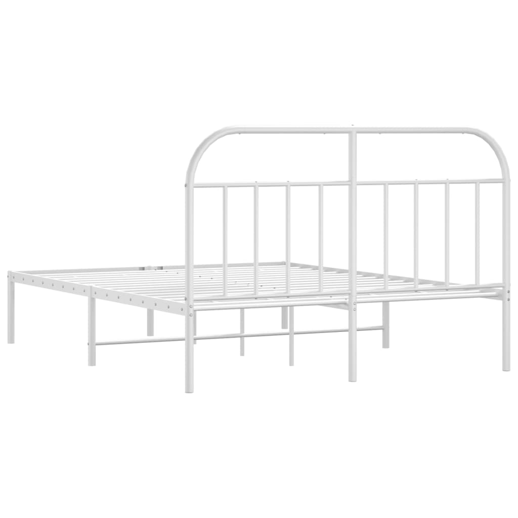 Sengeramme i metall med hodegavl hvit 140x200 cm