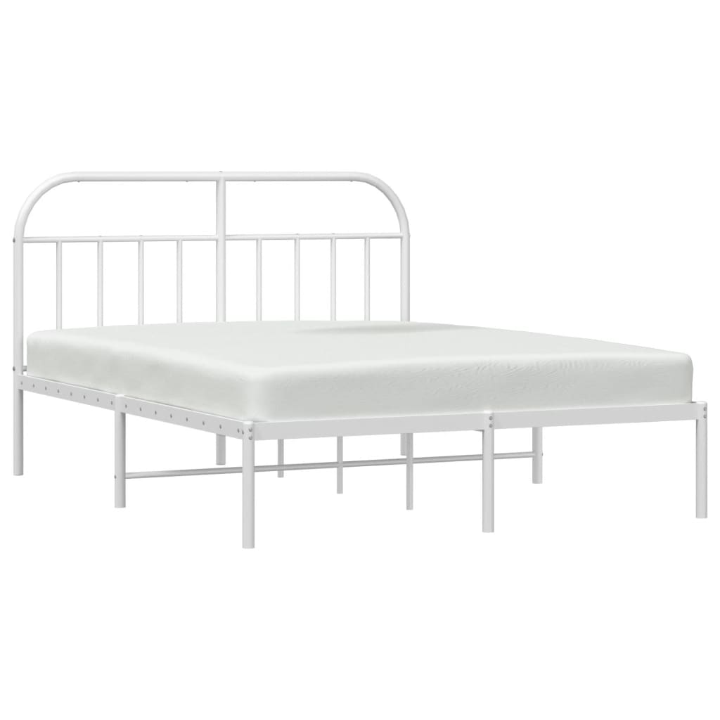 Sengeramme i metall med hodegavl hvit 183x213 cm