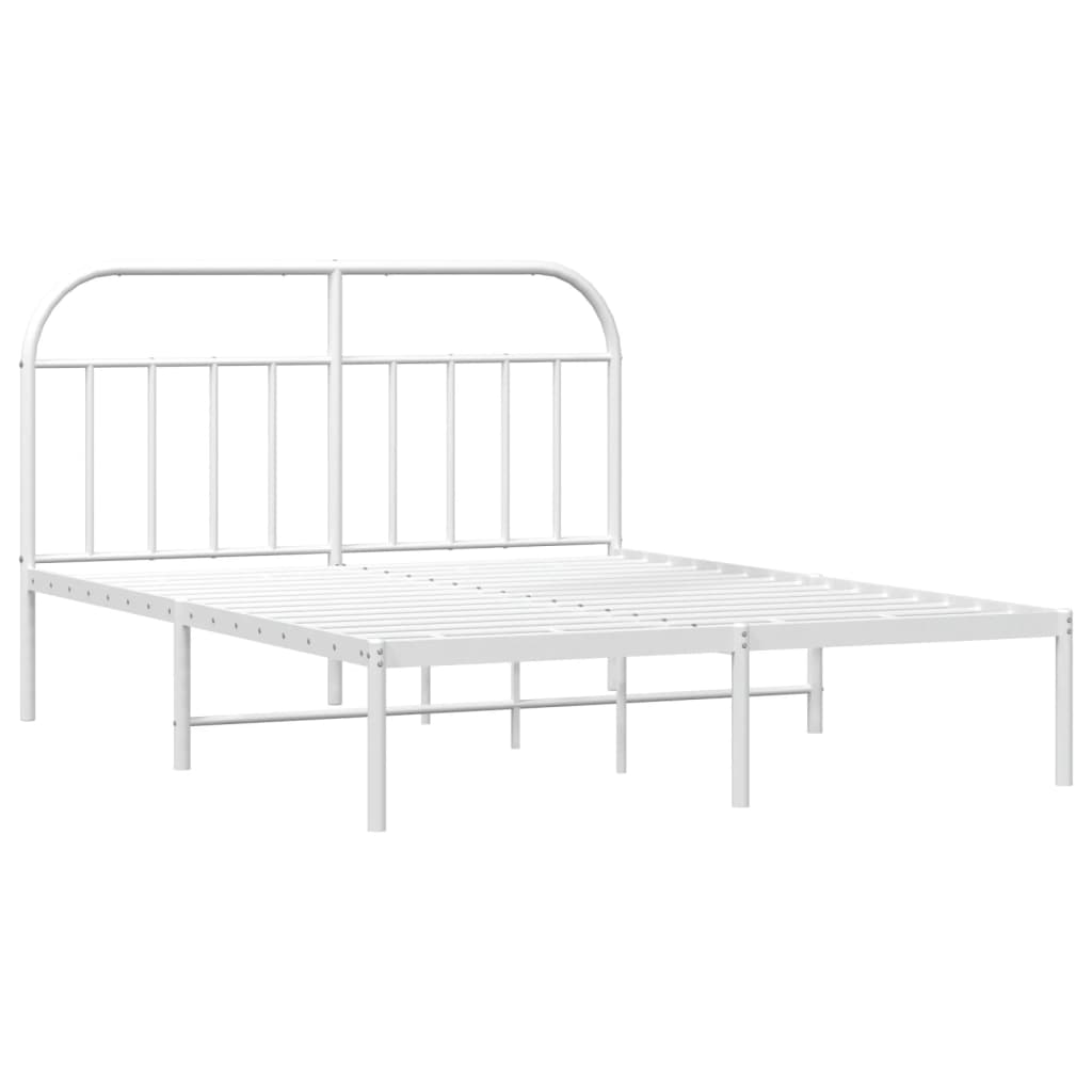 Sengeramme i metall med hodegavl hvit 183x213 cm