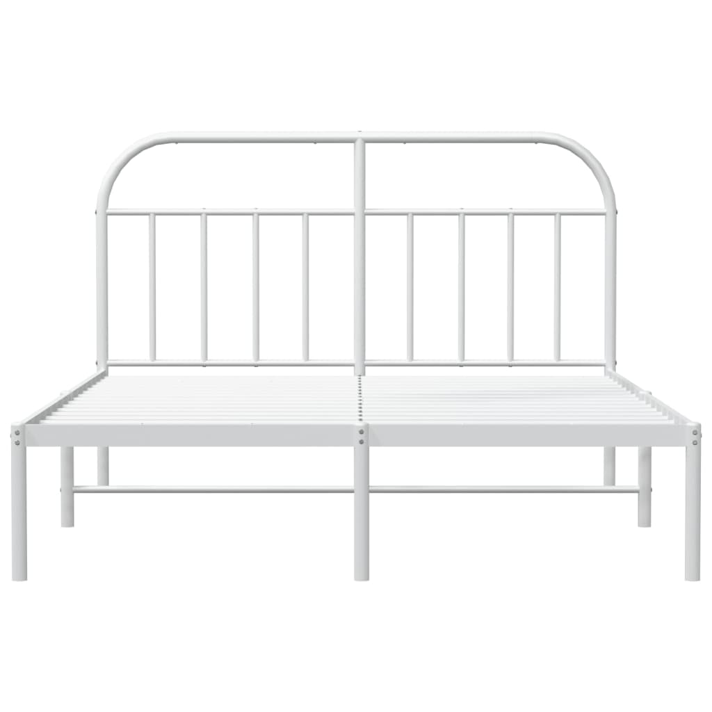 Sengeramme i metall med hodegavl hvit 183x213 cm