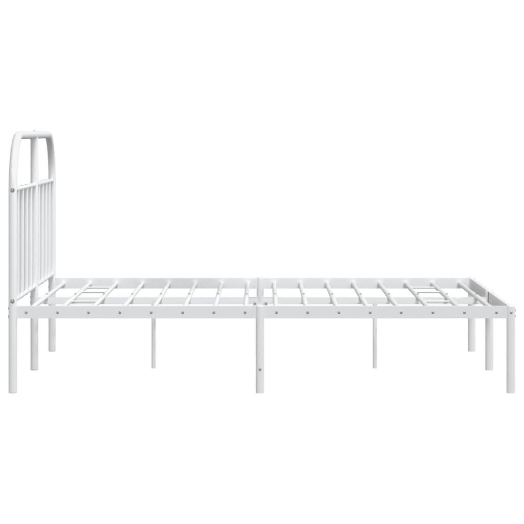 Sengeramme i metall med hodegavl hvit 183x213 cm