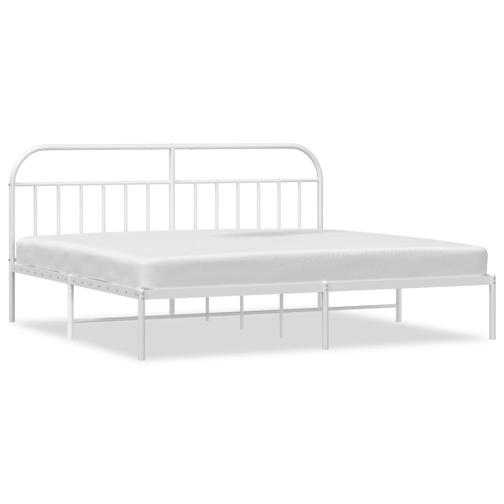 Sengeramme i metall med hodegavl hvit 193x203 cm