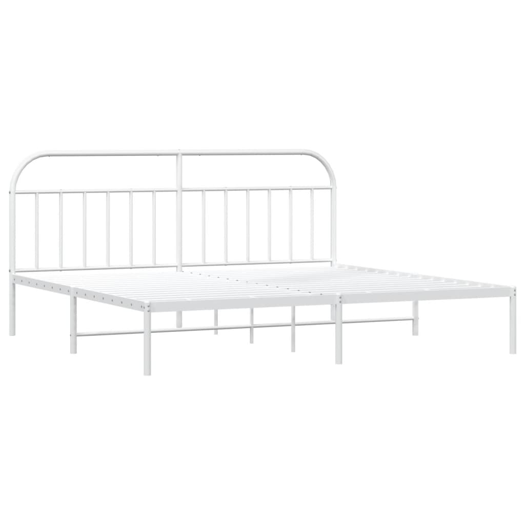 Sengeramme i metall med hodegavl hvit 193x203 cm