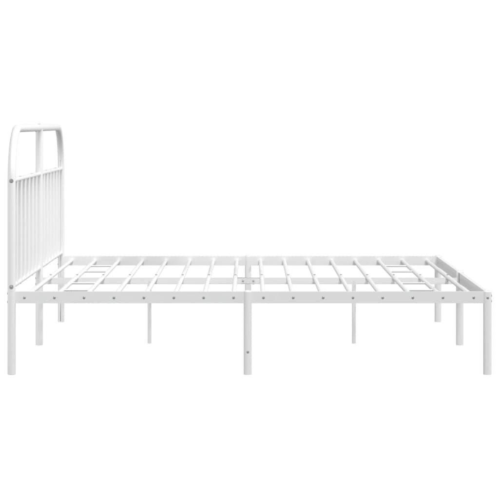 Sengeramme i metall med hodegavl hvit 193x203 cm