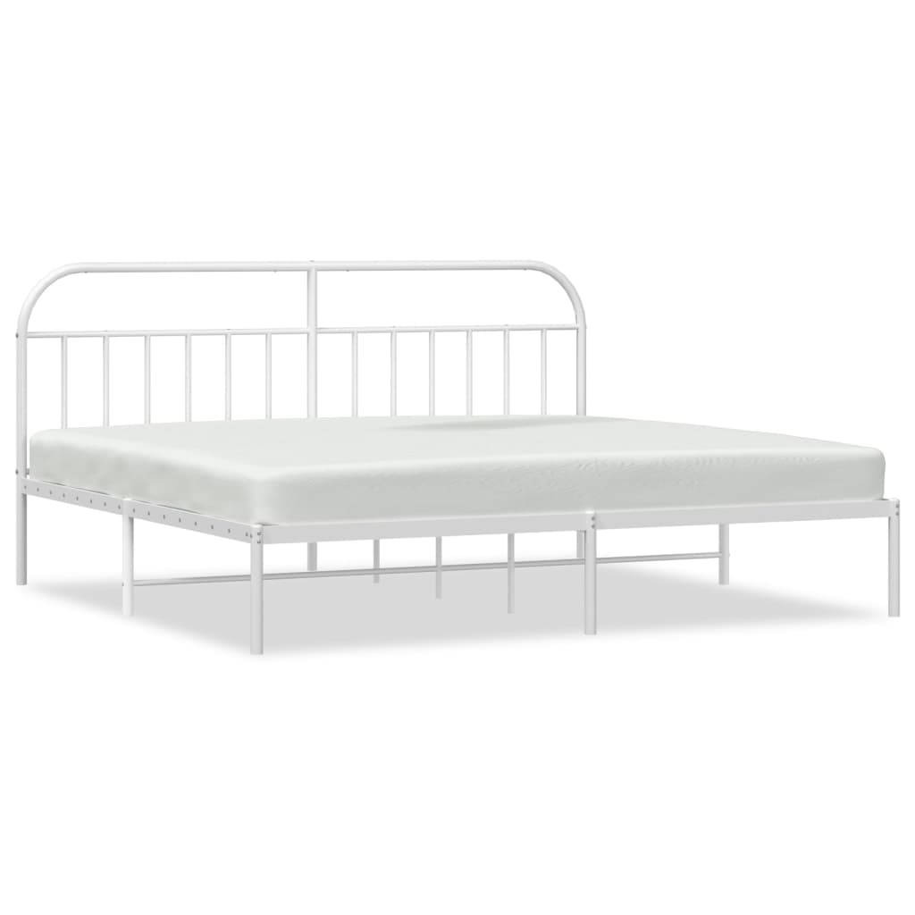 Sengeramme i metall med sengegavl hvit 200x200 cm