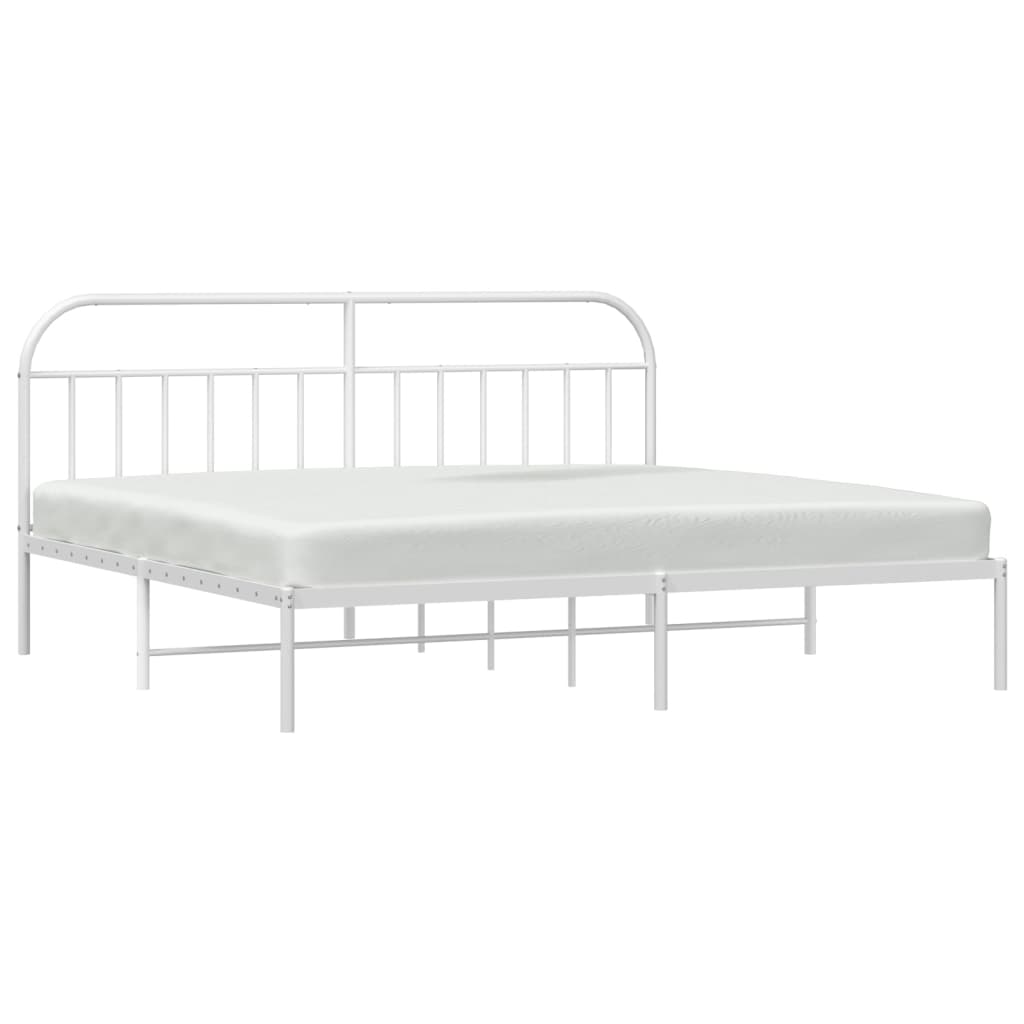 Sengeramme i metall med sengegavl hvit 200x200 cm