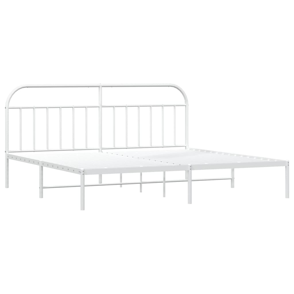 Sengeramme i metall med sengegavl hvit 200x200 cm