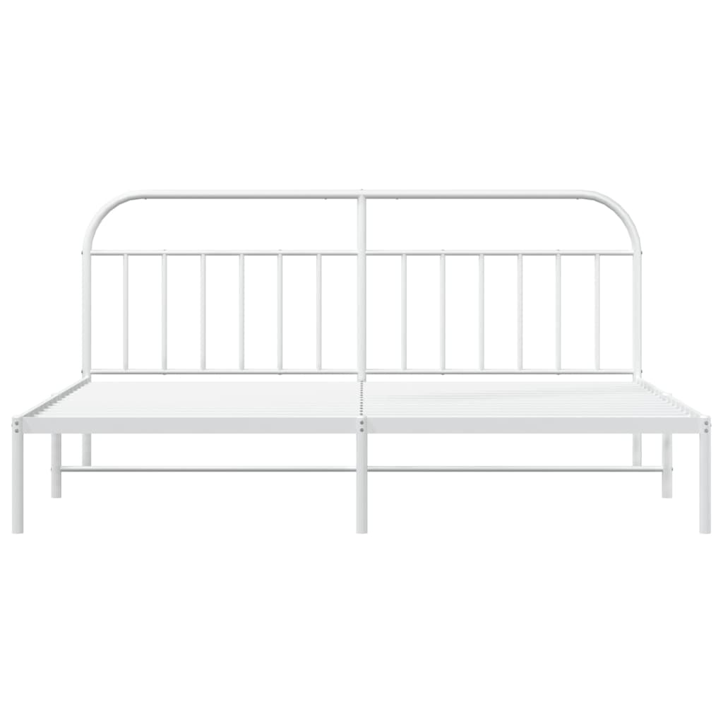 Sengeramme i metall med sengegavl hvit 200x200 cm