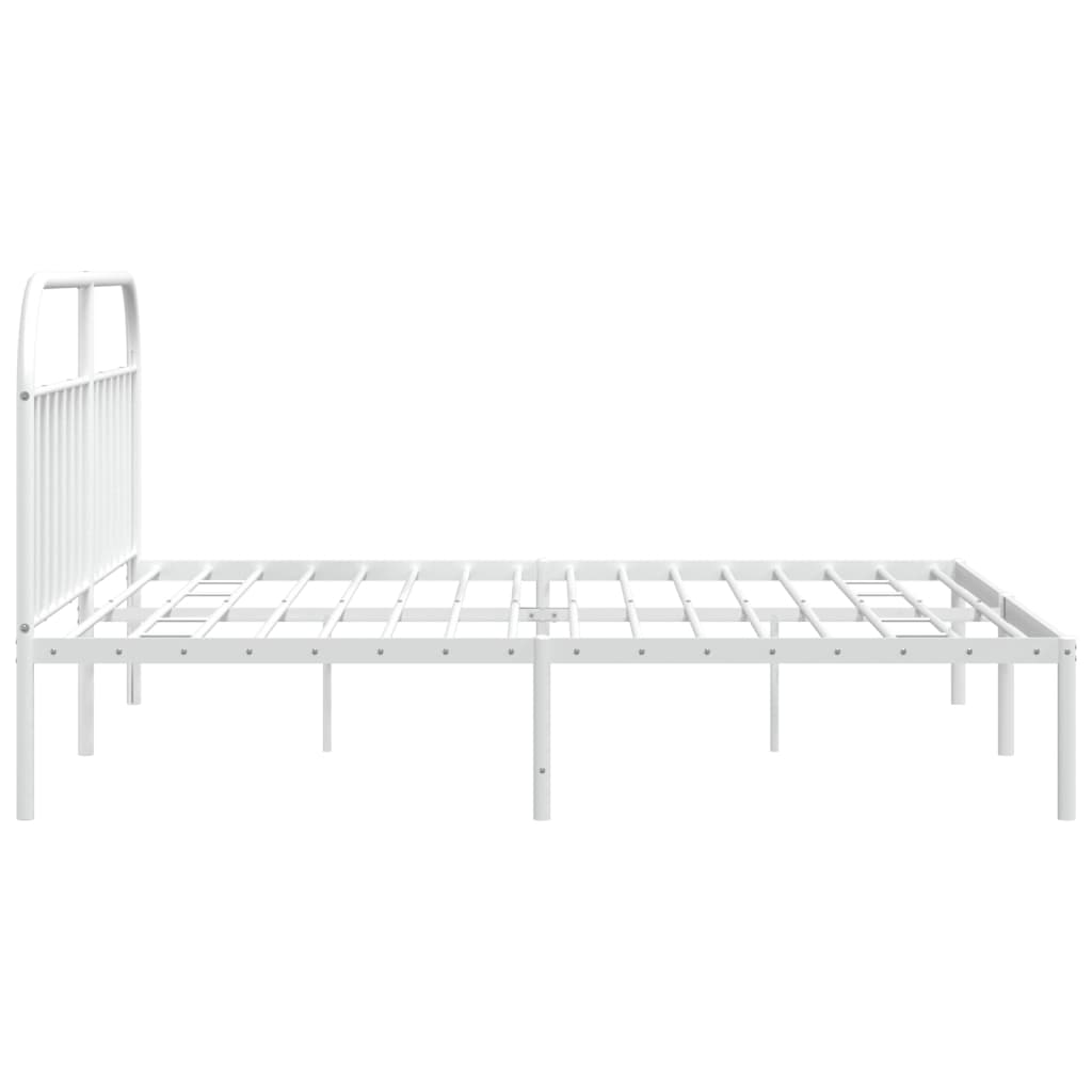 Sengeramme i metall med sengegavl hvit 200x200 cm