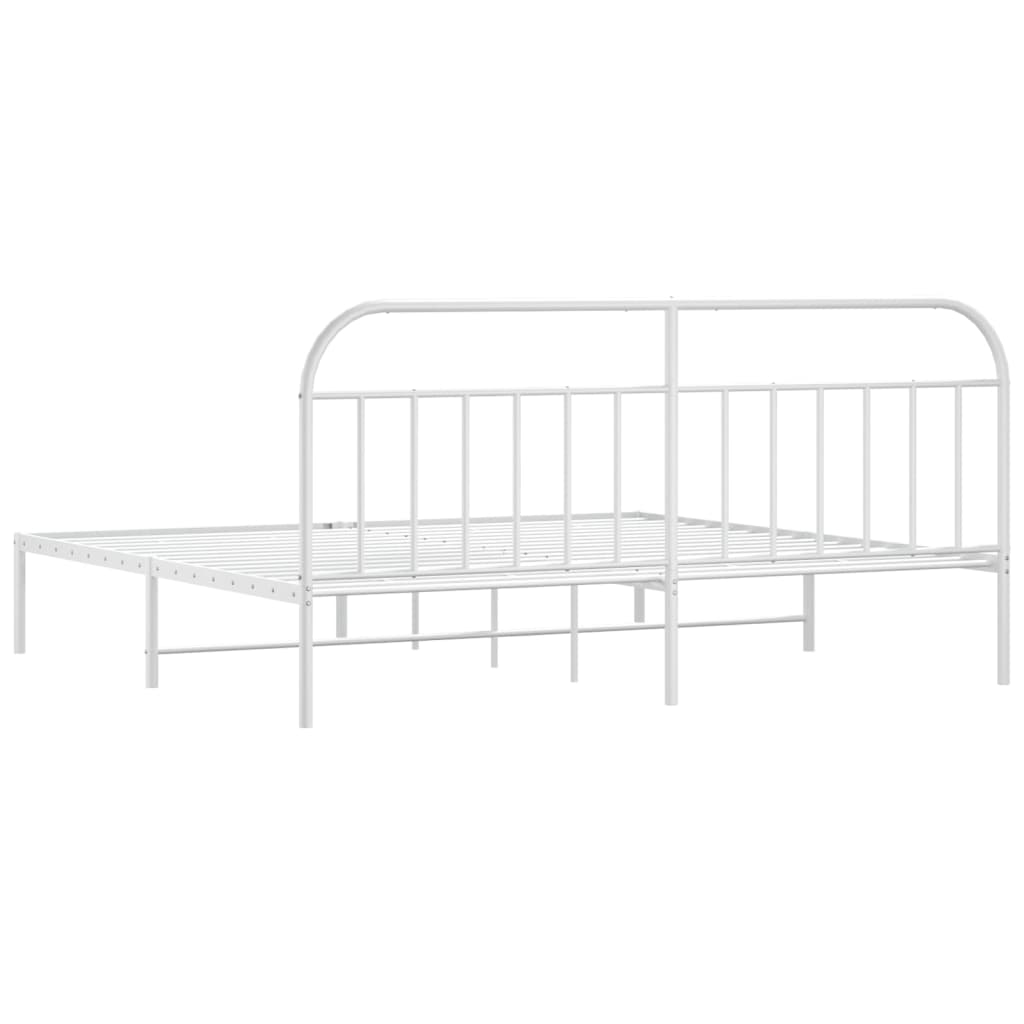 Sengeramme i metall med sengegavl hvit 200x200 cm
