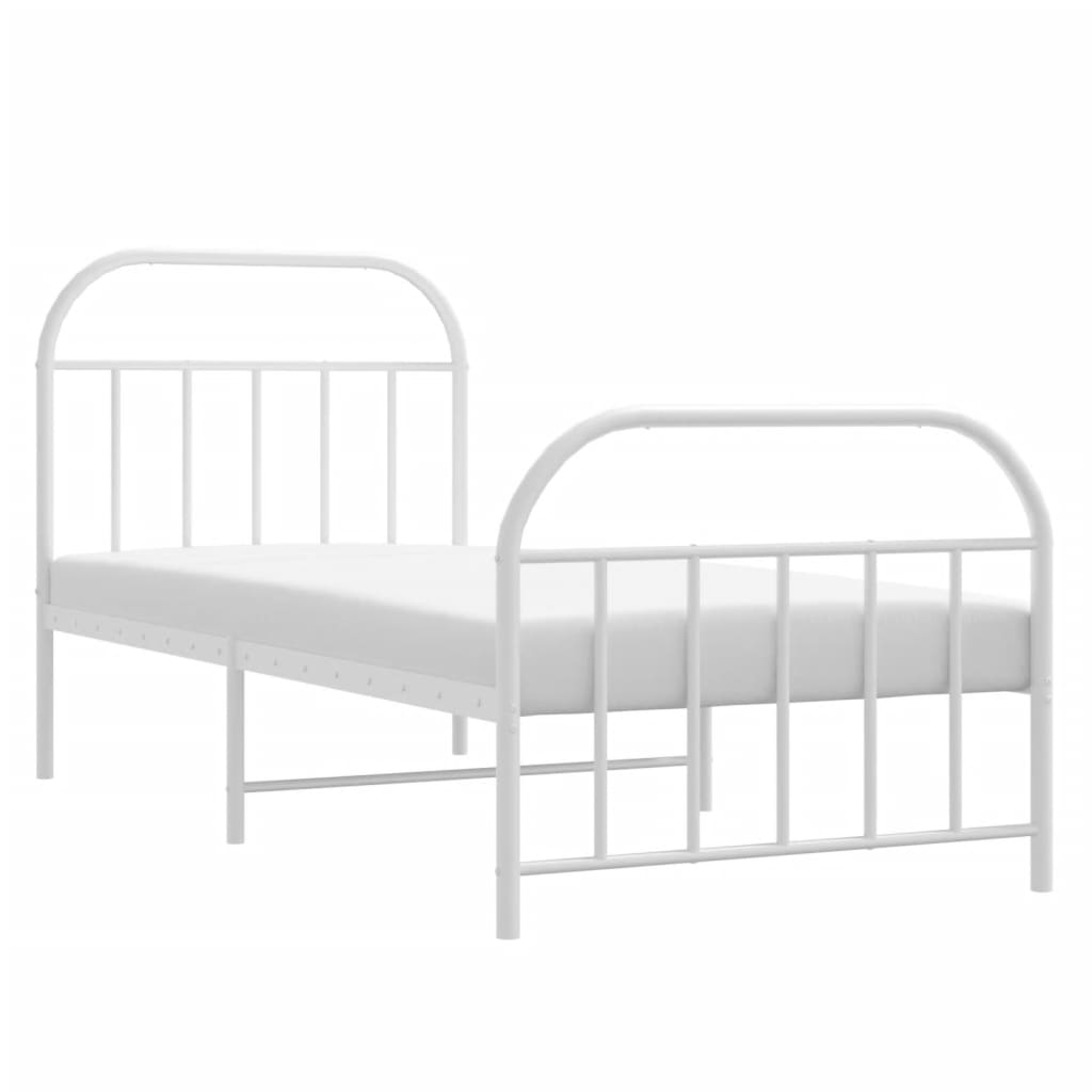 Sengeramme i metall med hode- og fotgavl hvit 90x190 cm