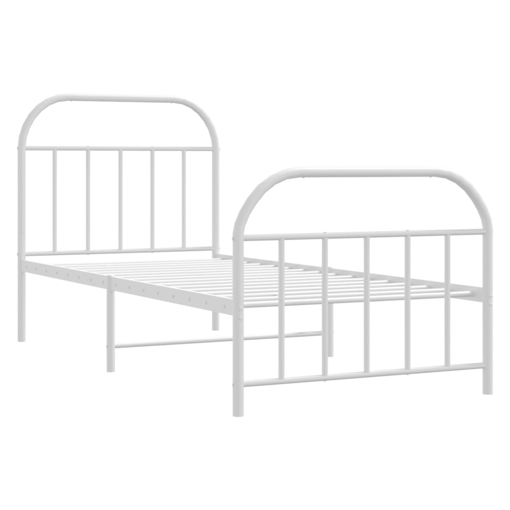 Sengeramme i metall med hode- og fotgavl hvit 90x190 cm