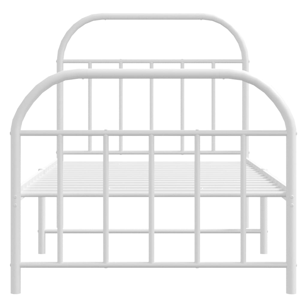 Sengeramme i metall med hode- og fotgavl hvit 90x190 cm
