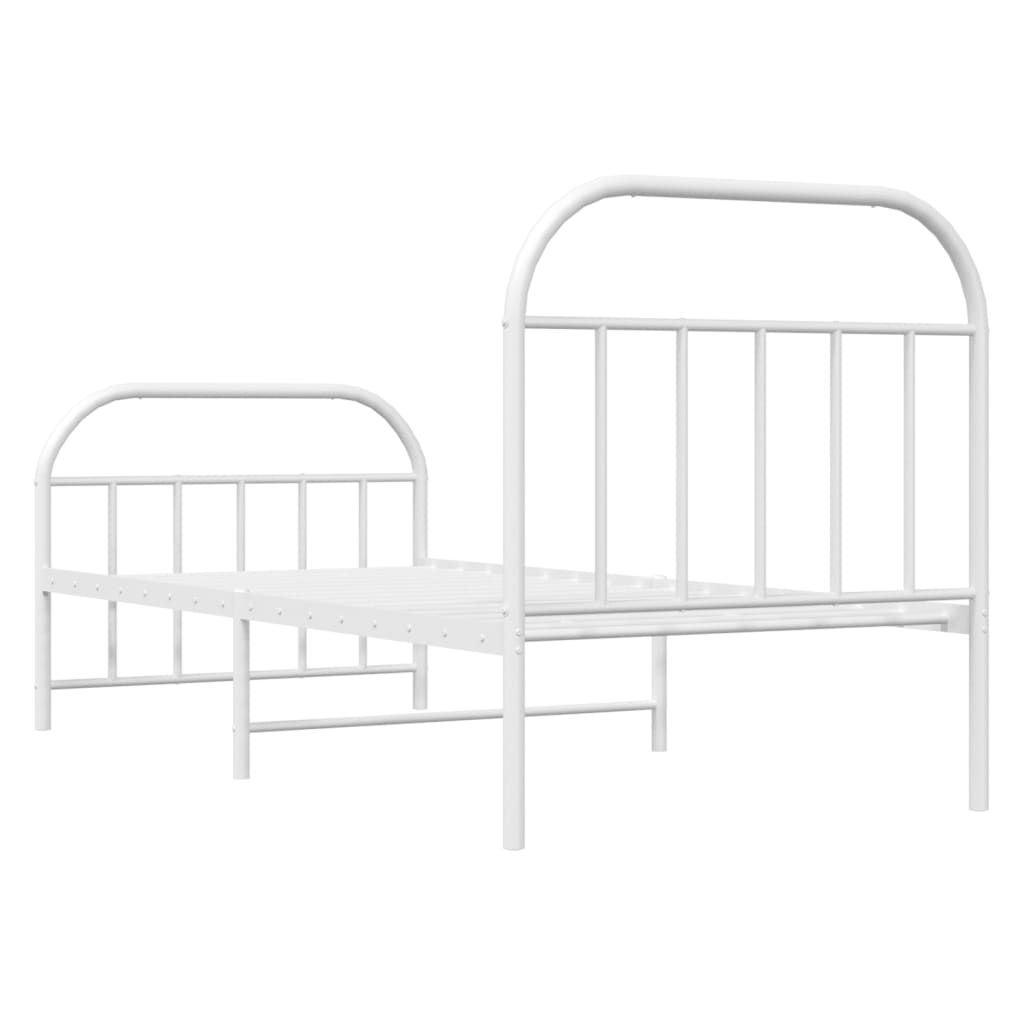 Sengeramme i metall med hode- og fotgavl hvit 90x190 cm