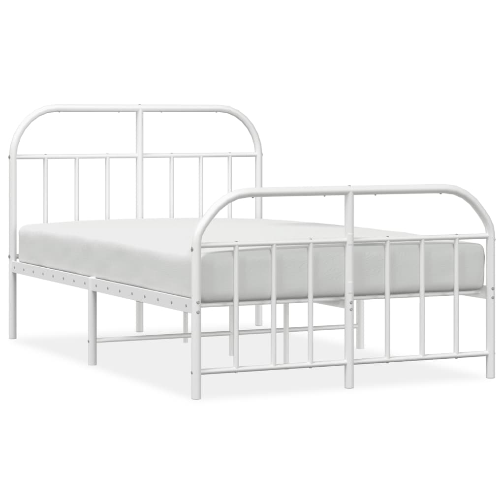 Sengeramme i metall med hode- og fotgavl hvit 120x190 cm