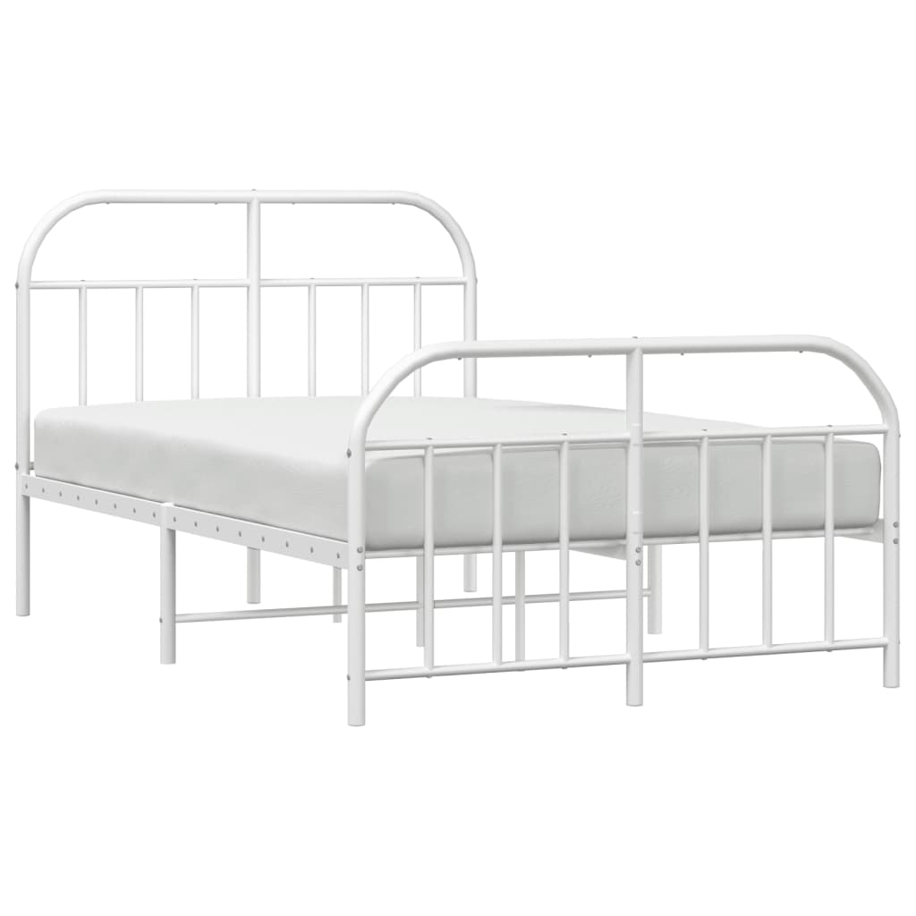 Sengeramme i metall med hode- og fotgavl hvit 120x190 cm