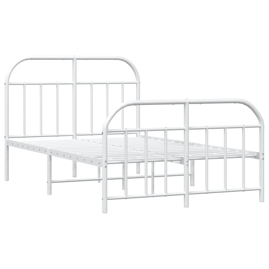 Sengeramme i metall med hode- og fotgavl hvit 120x190 cm