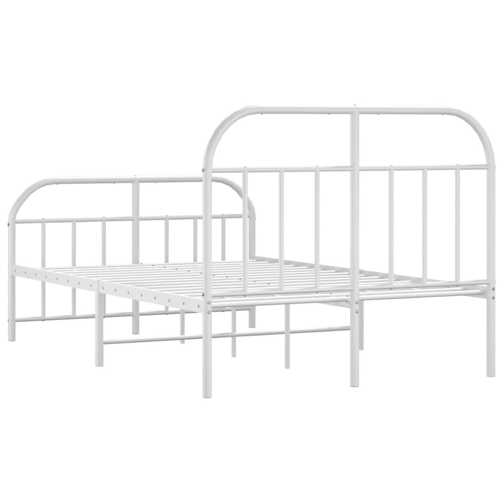 Sengeramme i metall med hode- og fotgavl hvit 120x190 cm