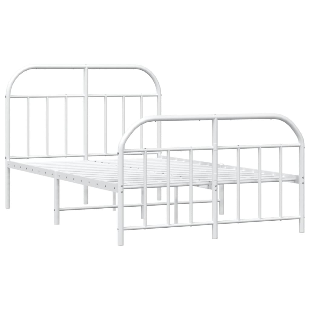 Sengeramme i metall med hode- og fotgavl hvit 120x200 cm