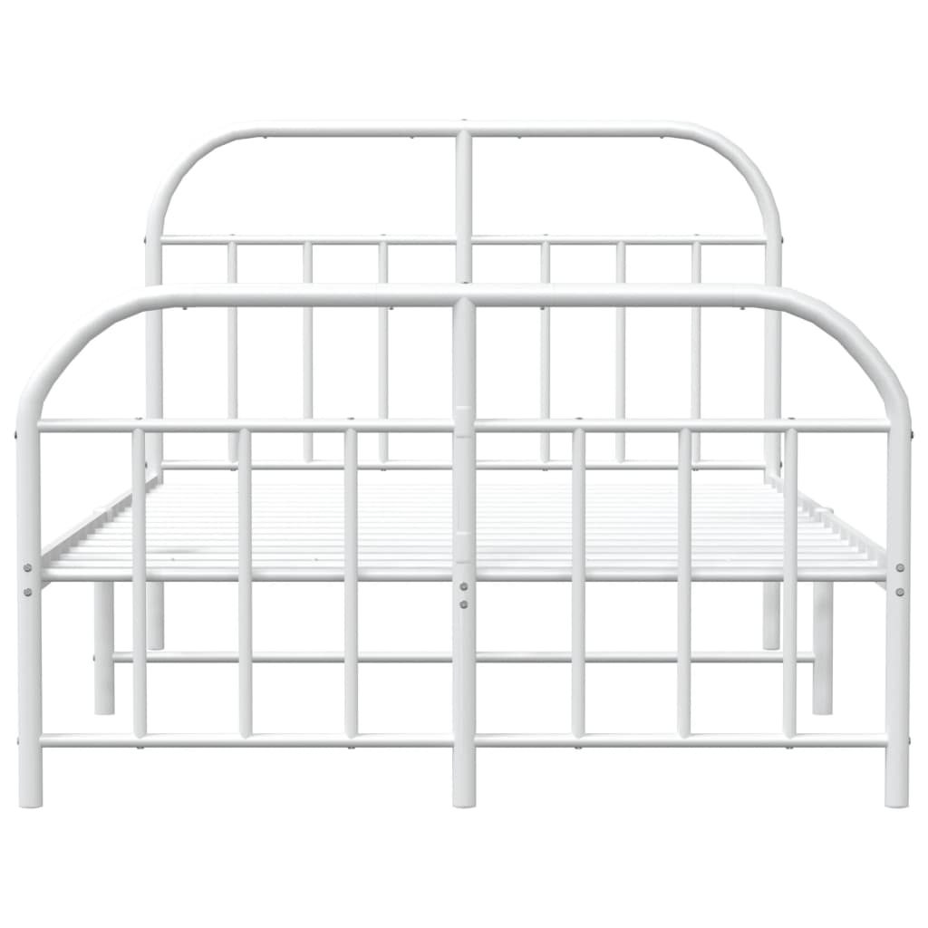 Sengeramme i metall med hode- og fotgavl hvit 120x200 cm