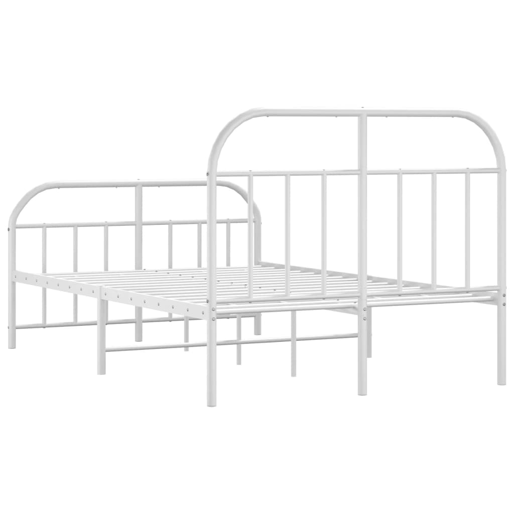 Sengeramme i metall med hode- og fotgavl hvit 120x200 cm