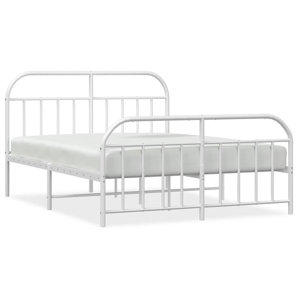 Sengeramme i metall med hode- og fotgavl hvit 135x190 cm