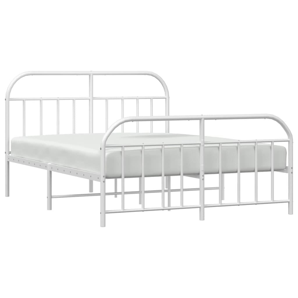 Sengeramme i metall med hode- og fotgavl hvit 135x190 cm