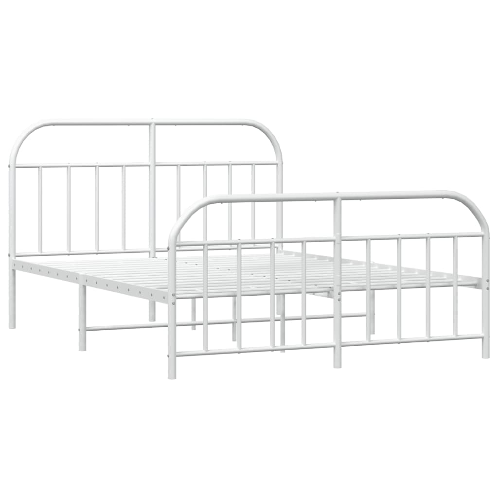 Sengeramme i metall med hode- og fotgavl hvit 135x190 cm