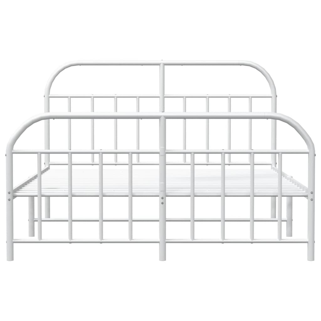 Sengeramme i metall med hode- og fotgavl hvit 135x190 cm