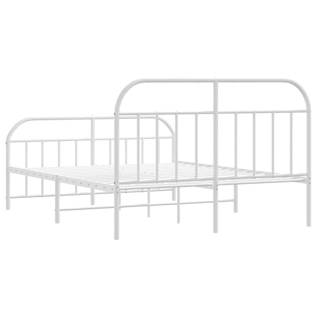 Sengeramme i metall med hode- og fotgavl hvit 135x190 cm