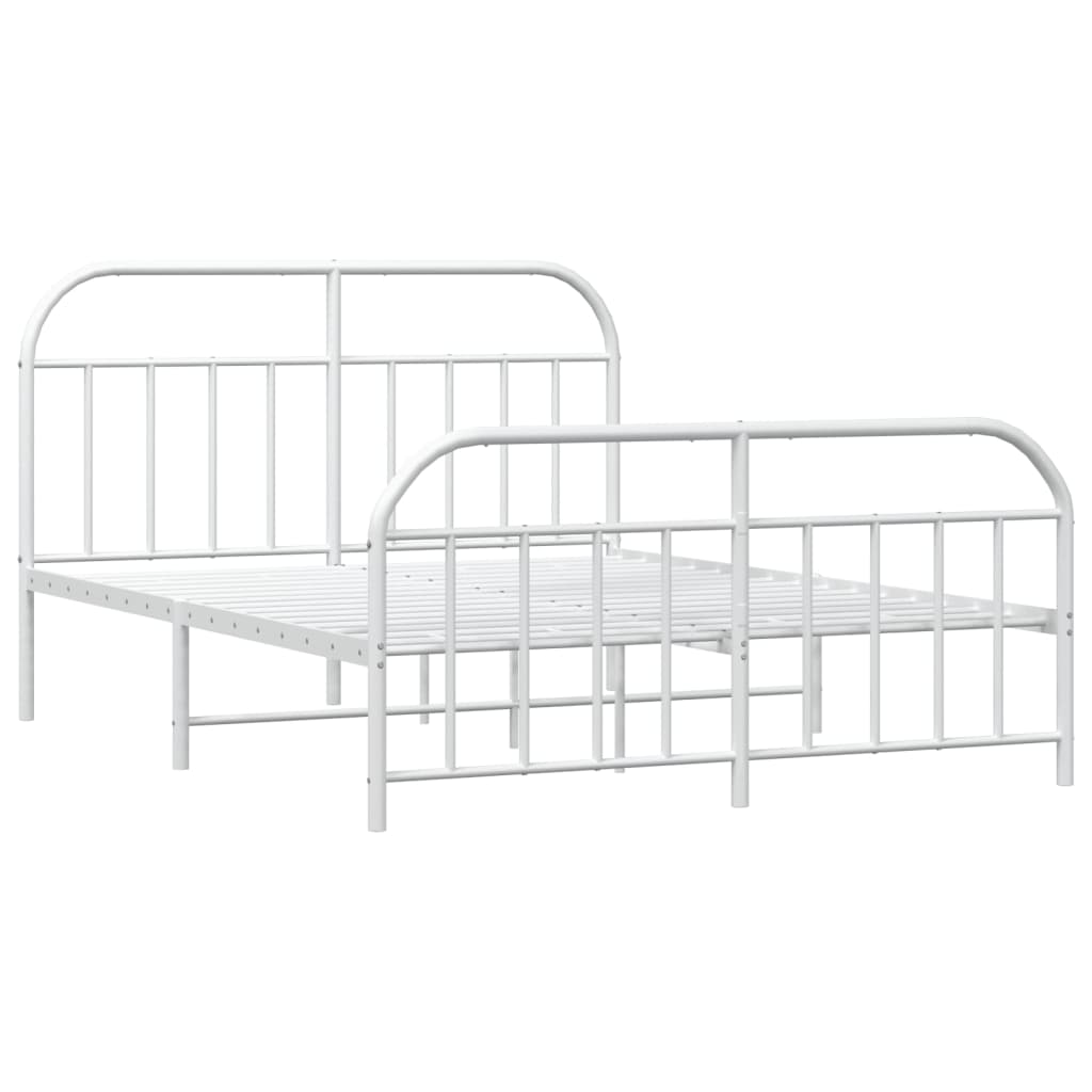 Sengeramme i metall med hode- og fotgavl hvit 140x190 cm