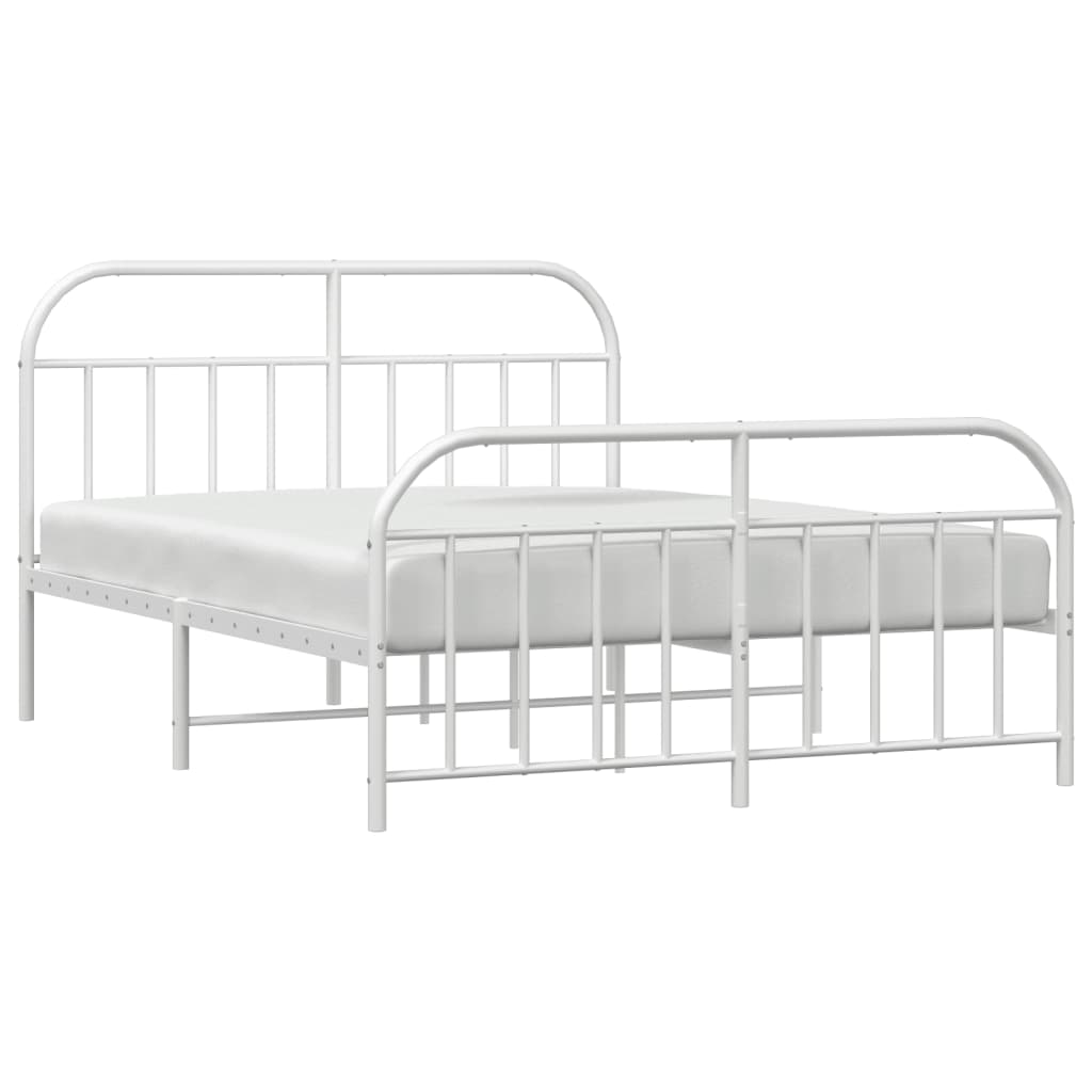 Sengeramme i metall med hode- og fotgavl hvit 140x200 cm