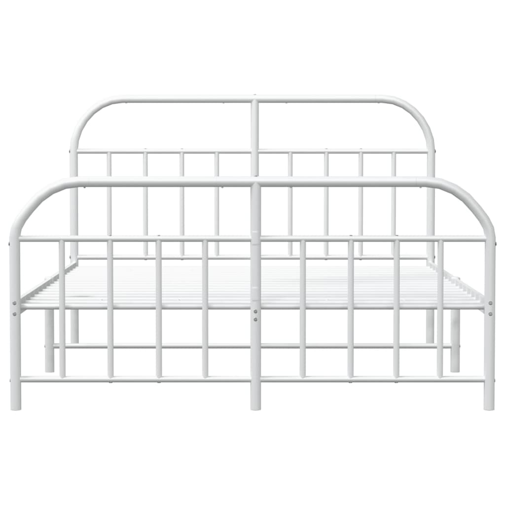 Sengeramme i metall med hode- og fotgavl hvit 140x200 cm