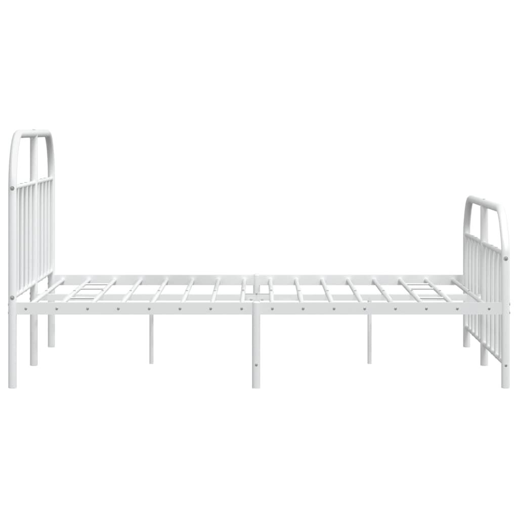 Sengeramme i metall med hode- og fotgavl hvit 140x200 cm