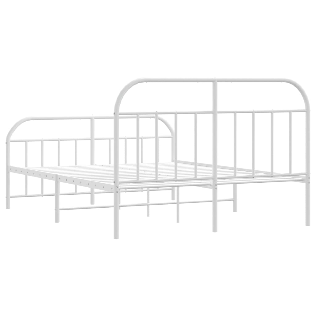 Sengeramme i metall med hode- og fotgavl hvit 140x200 cm