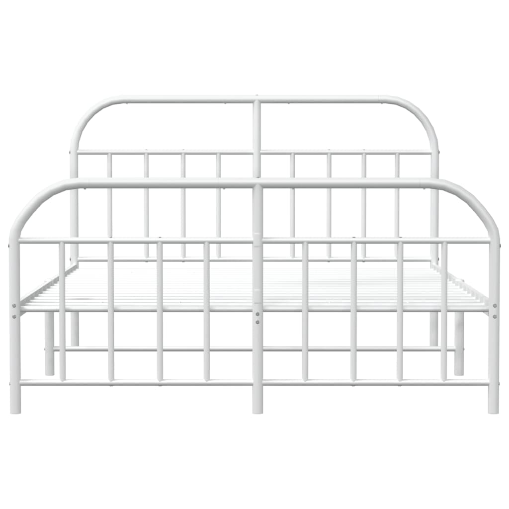 Sengeramme i metall med hode- og fotgavl hvit 180x200 cm