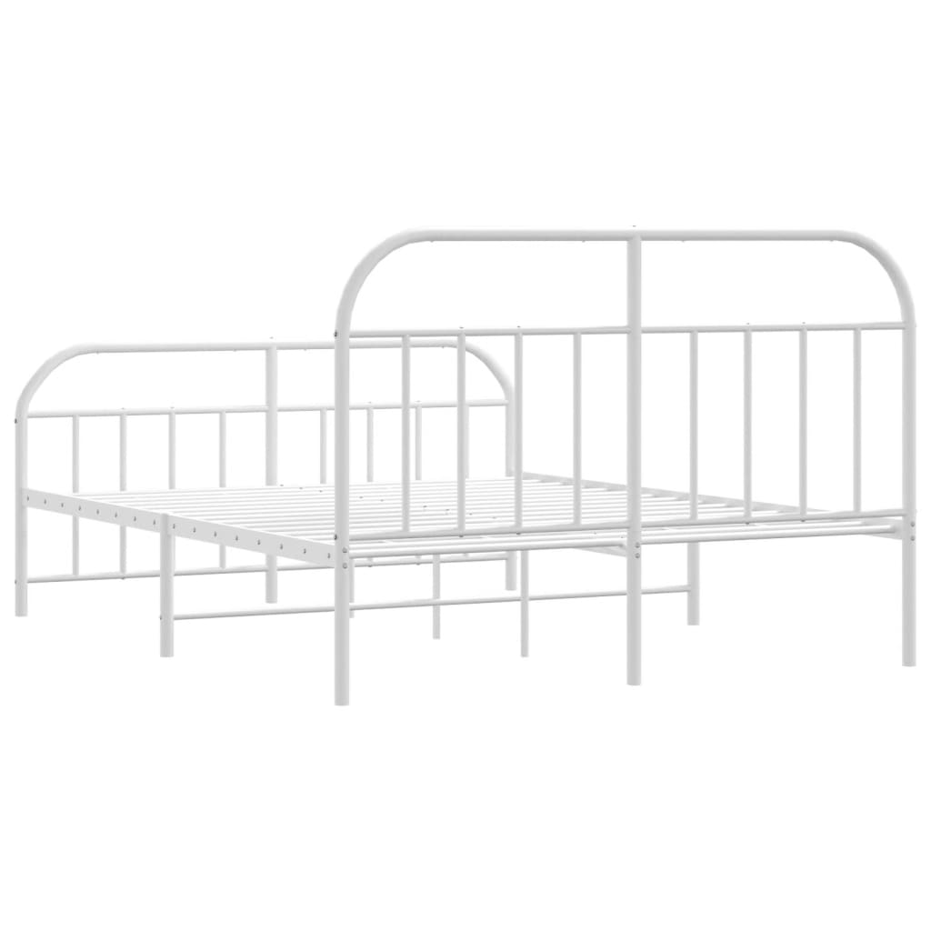 Sengeramme i metall med hode- og fotgavl hvit 180x200 cm
