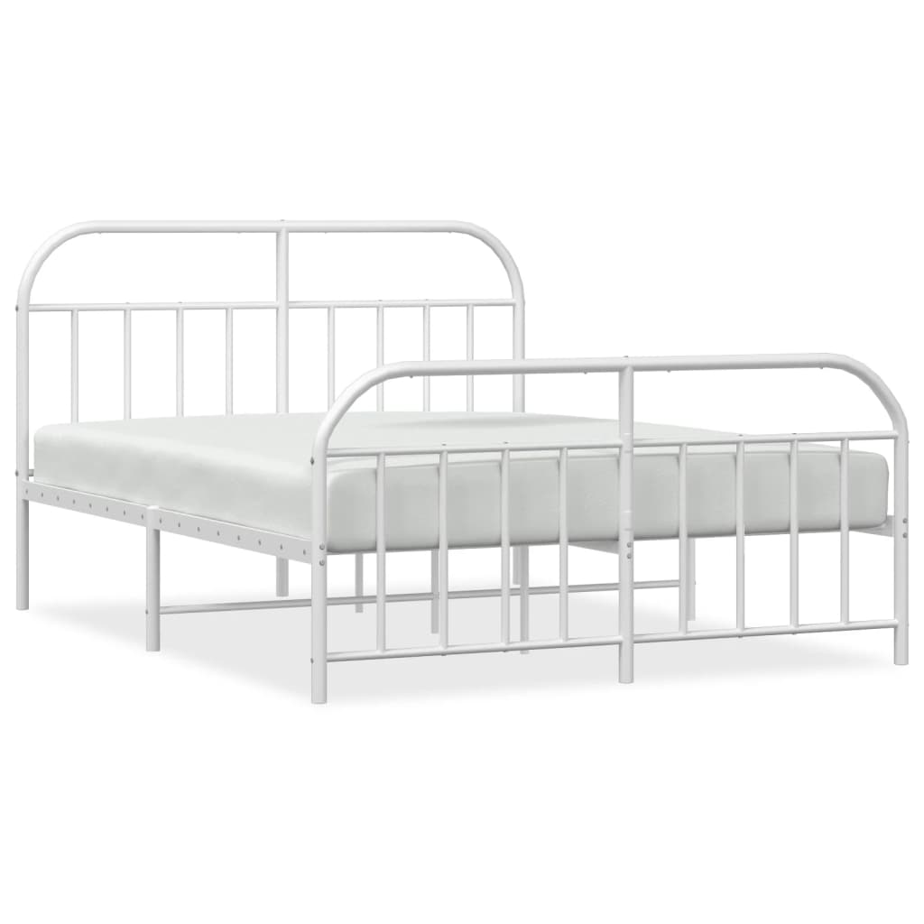 Sengeramme i metall med hode- og fotgavl hvit 183x213 cm
