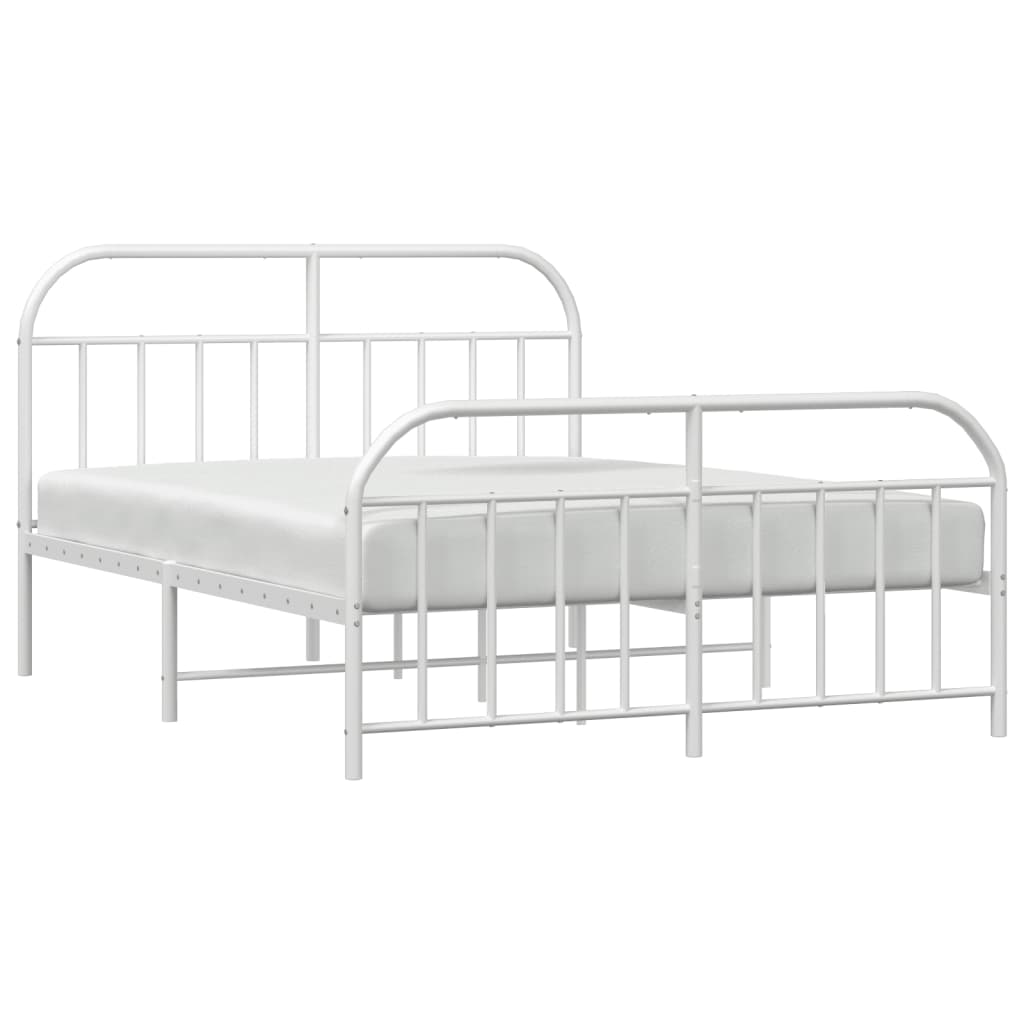 Sengeramme i metall med hode- og fotgavl hvit 183x213 cm