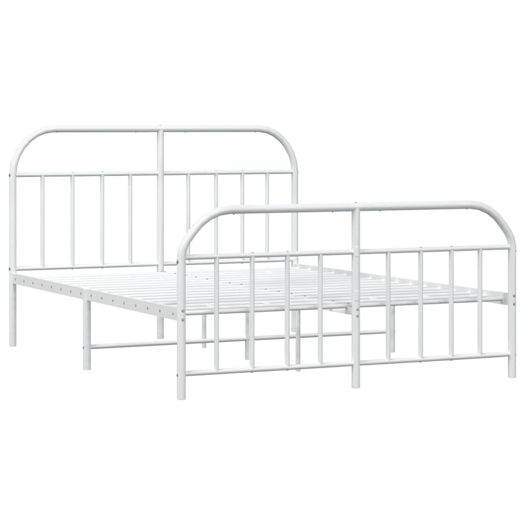 Sengeramme i metall med hode- og fotgavl hvit 183x213 cm