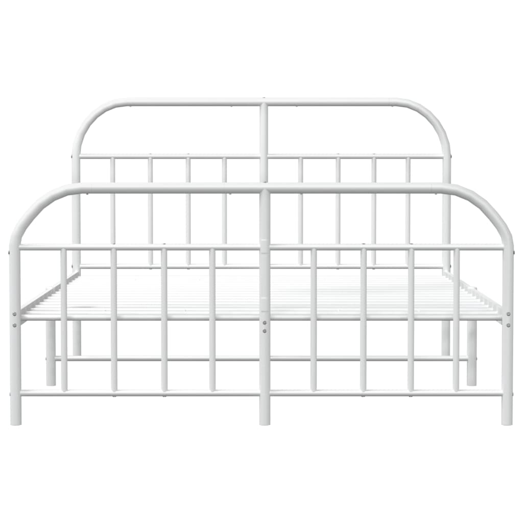 Sengeramme i metall med hode- og fotgavl hvit 183x213 cm