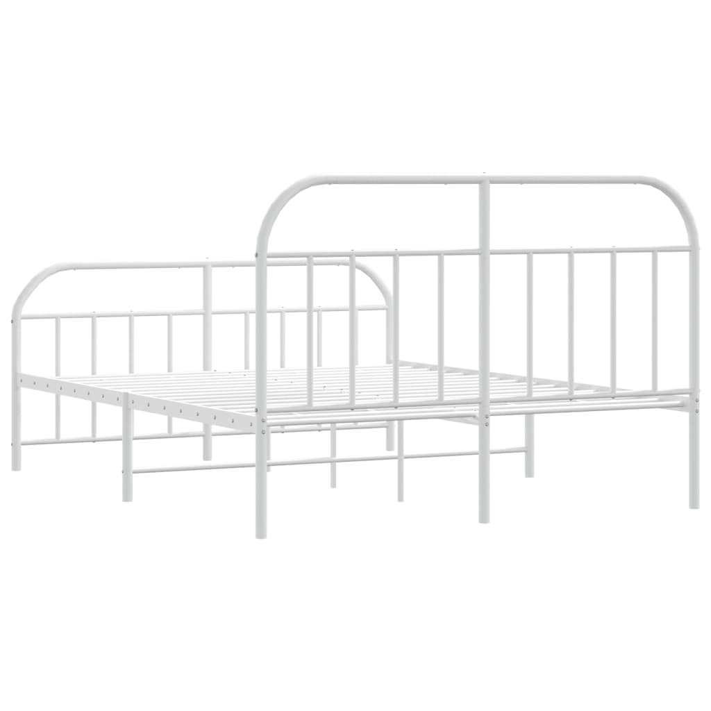 Sengeramme i metall med hode- og fotgavl hvit 183x213 cm