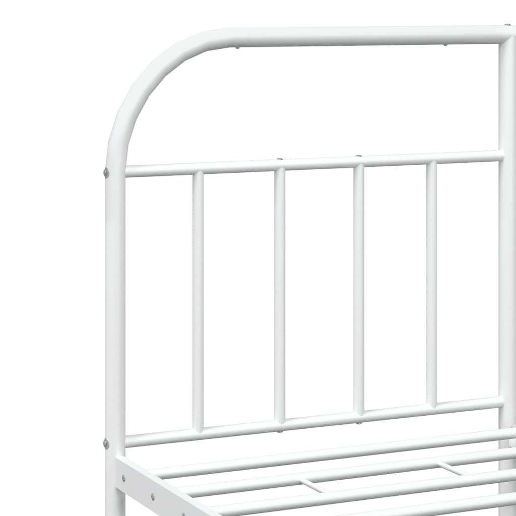 Sengeramme i metall med hode- og fotgavl hvit 183x213 cm