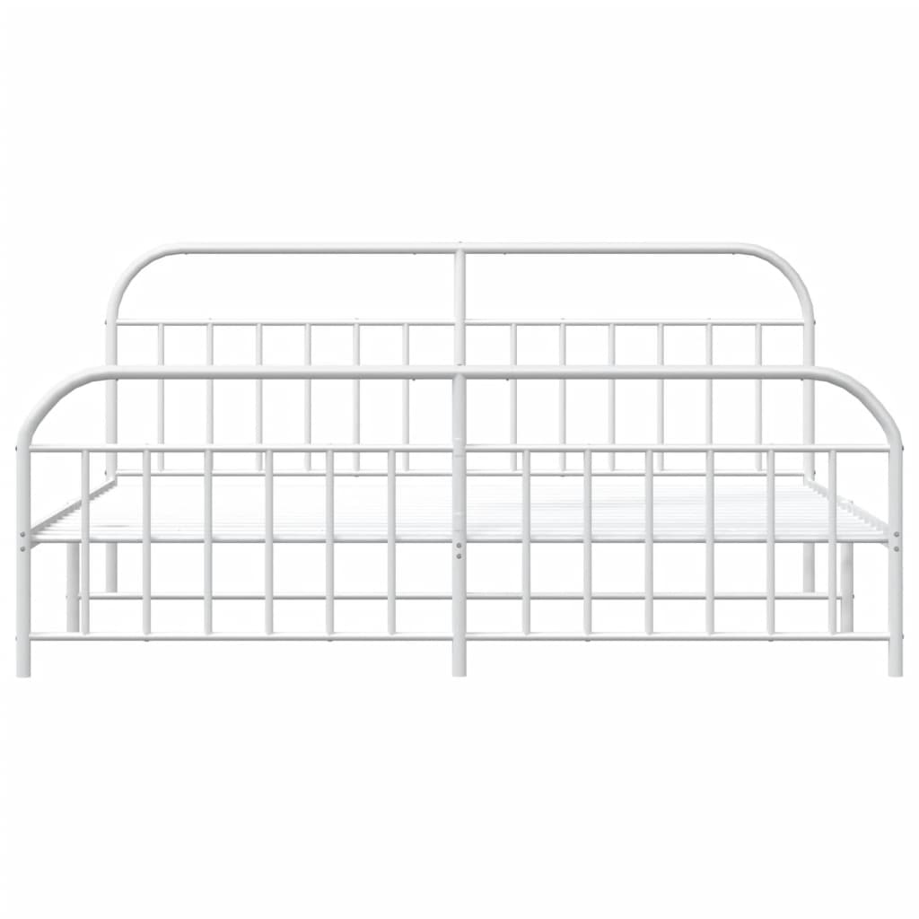 Sengeramme i metall med hode- og fotgavl hvit 193x203 cm