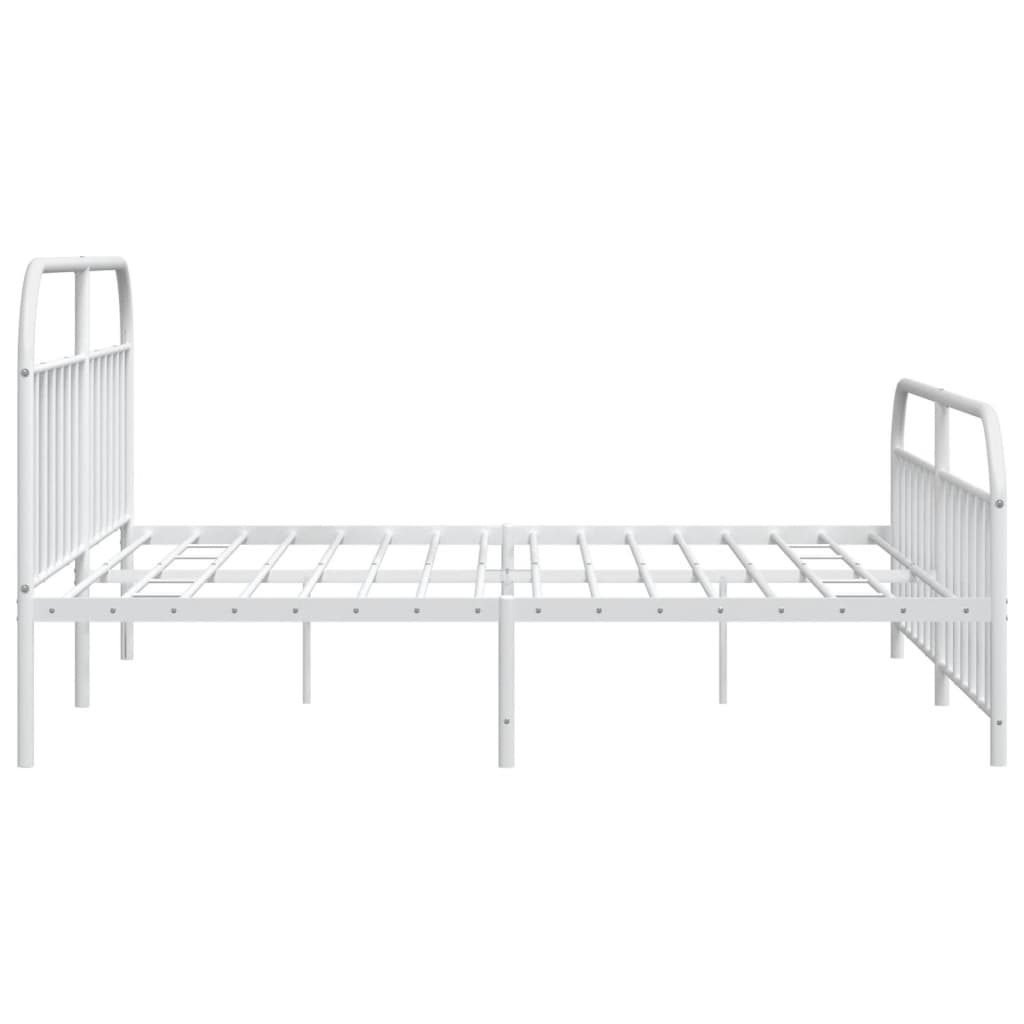 Sengeramme i metall med hode- og fotgavl hvit 193x203 cm