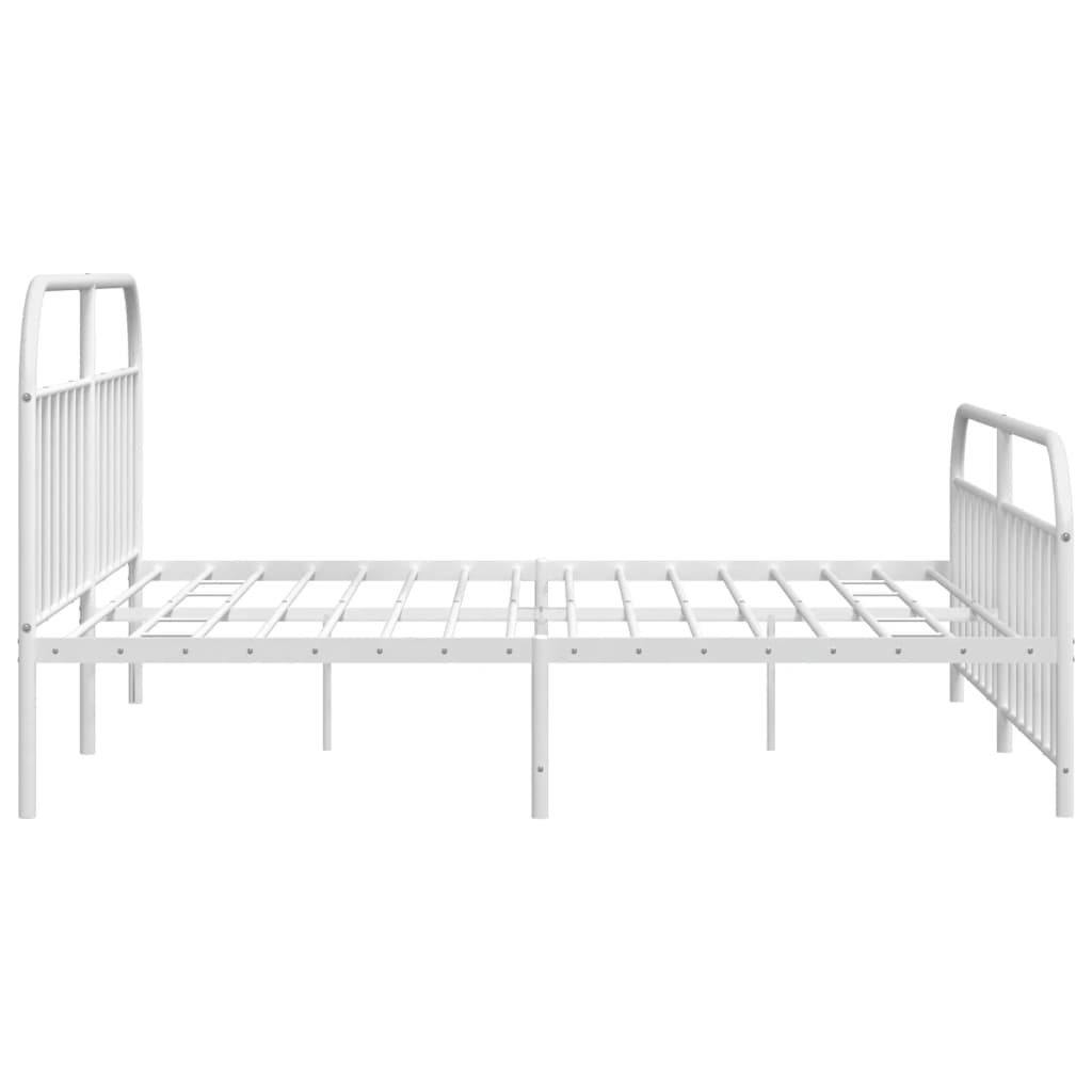 Sengeramme i metall med hode- og fotgavl hvit 200x200 cm