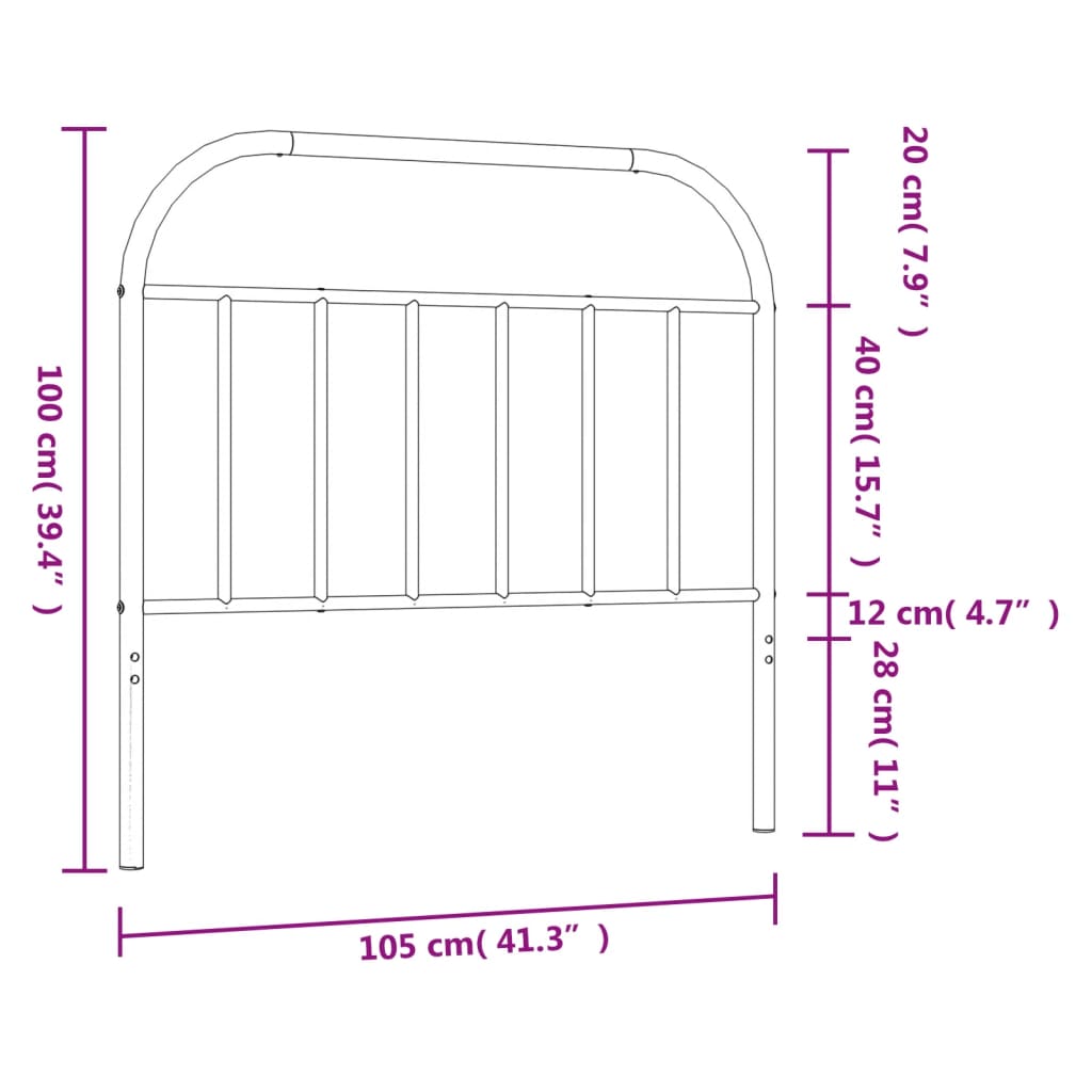 Utskiftbar sengegavl i metall hvit 100 cm