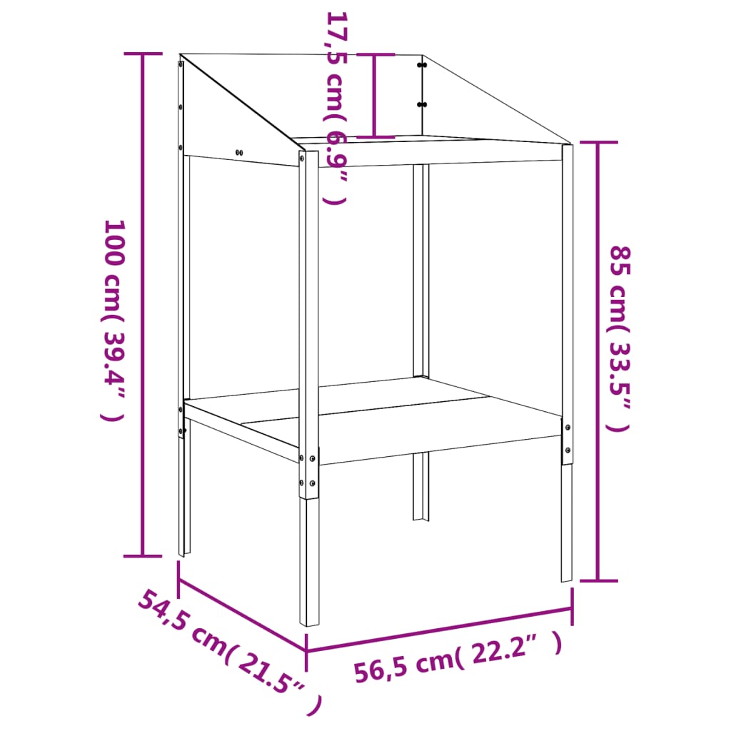 Plantestativ antrasitt 56,5x54,5x100 cm galvanisert stål
