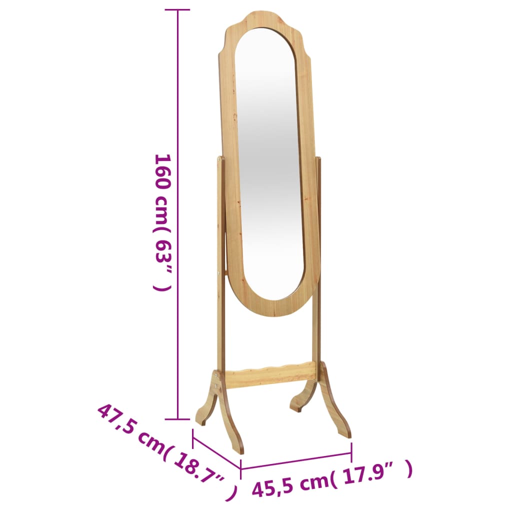 Frittstående speil 45,5x47,5x160 cm konstruert tre