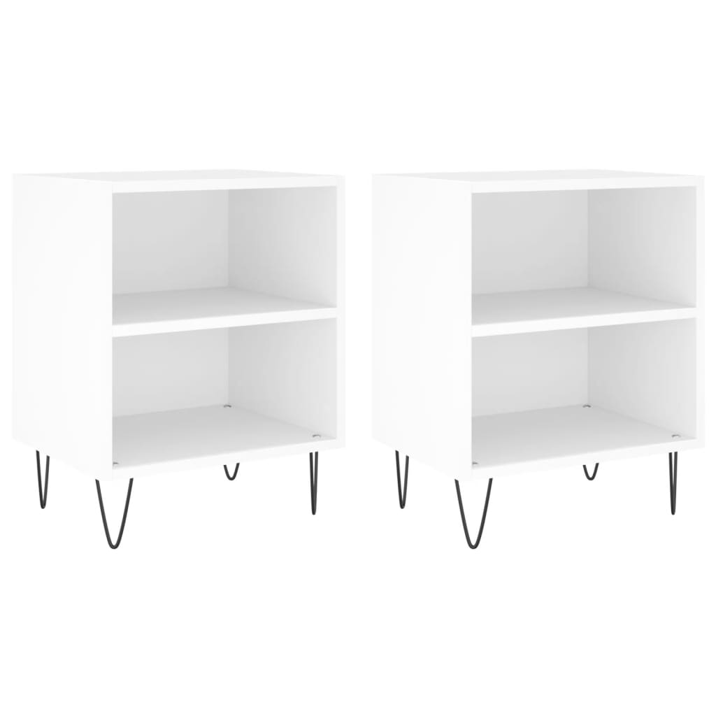 Nattbord 2 stk hvit 40x30x50 cm konstruert tre